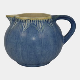 Newcomb College 1932 Vintage Arts and Crafts Pottery Blue Creamer Irvine