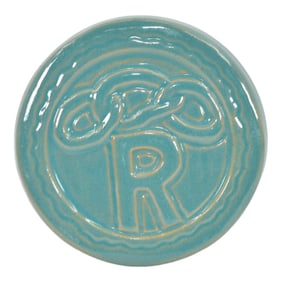 North Dakota School of Mines UND Vintage Art Pottery Blue Paperweight Medallion