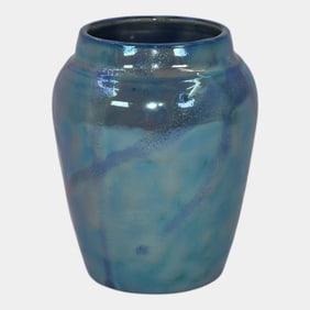 Paul Katrich Studio Pottery Blue Luster Hand Made Vase 881