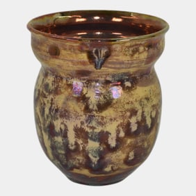 Paul Katrich Studio Pottery Purple Gold Luster Hand Made Vase 529