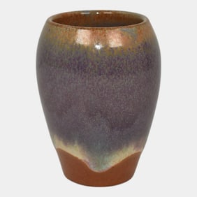 Paul Revere Pottery Vintage Purple Brown Ceramic Vase