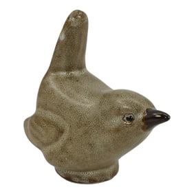 Pigeon Forge Tennessee Pottery Experimental Mottled Brown Wren Bird Figurine