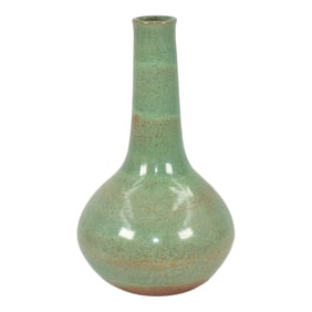 Pine Ridge Sioux Dakota Art Pottery Hand Made Mottled Green Vase Talbot