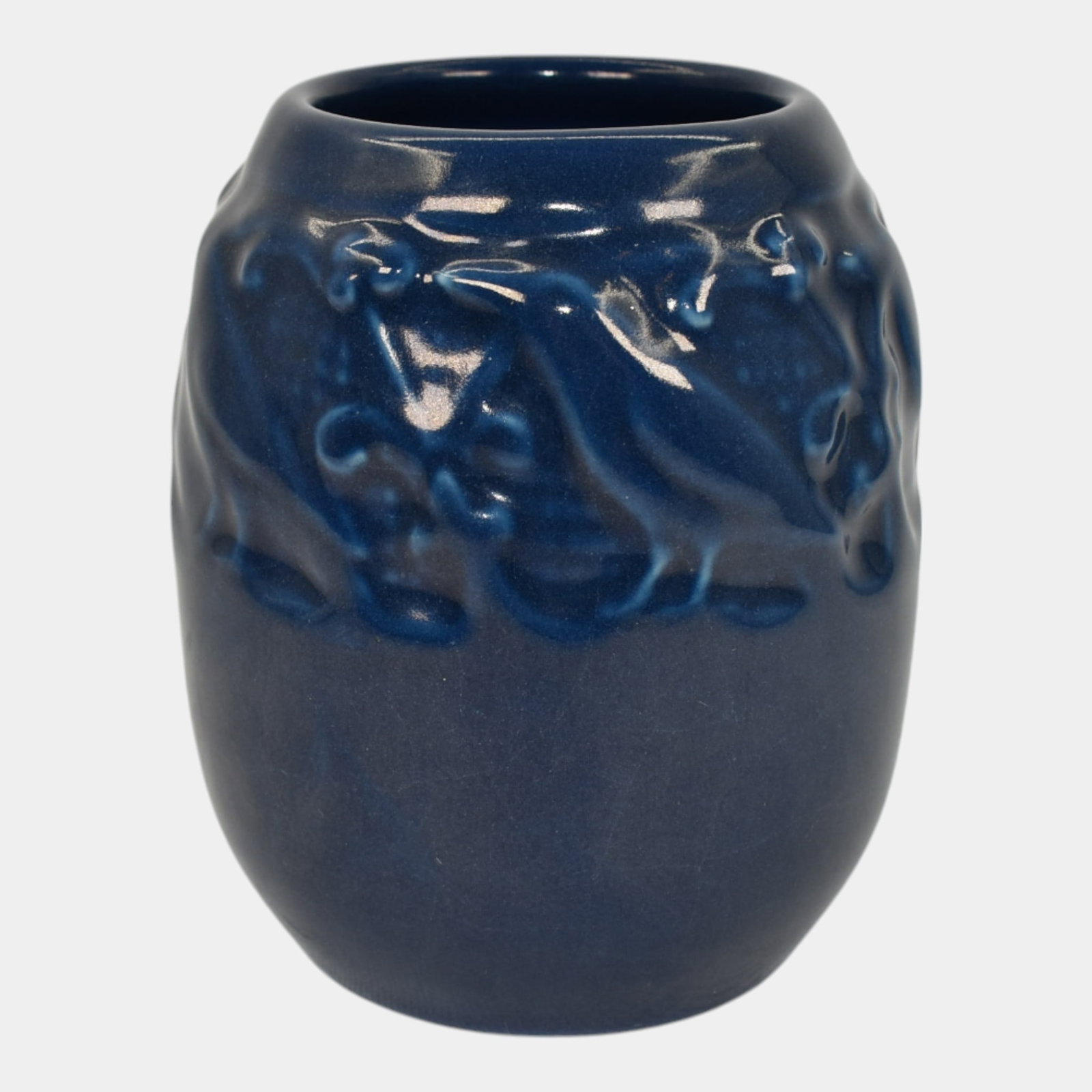 Rookwood 1915 Arts and Crafts Pottery Blue Rook Vase 2174: We offer in house shipping on all items. Plus spend $2000 on winning bids and your shipping is free. Rookwood 1915 Arts and Crafts Pottery Blue Rook Vase 2174 Attractive vase with a continuous band of