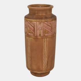 Rookwood 1935 Vintage Arts And Crafts Pottery Matte Brown Pink Ceramic Vase 6542