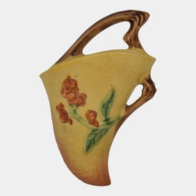 Roseville Bittersweet Yellow 1951 Vintage Art Pottery Ceramic Wall Pocket 866-7