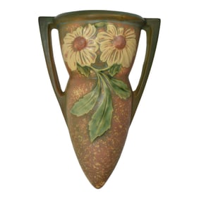 Roseville Dahlrose 1928 Vintage Arts And Crafts Pottery Wall Pocket 1259-10