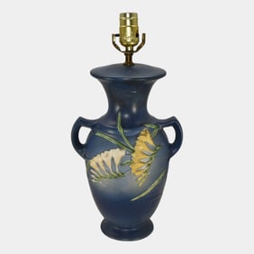 Roseville Freesia Blue 1945 Mid Century Modern Art Pottery Factory Lamp 127-12