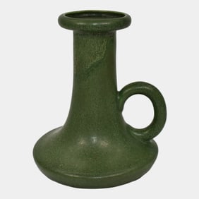 Hampshire Early 1900s Art Pottery Matte Green Chamberstick Candle Holder 82