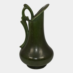 Hampshire Early 1900s Vintage Arts And Crafts Pottery Green Ceramic Pitcher