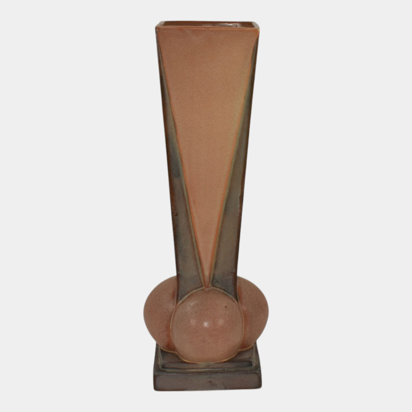 Roseville Futura Brown 1928 Vintage Art Deco Pottery Four Ball Vase 393-12 (1 of 6)