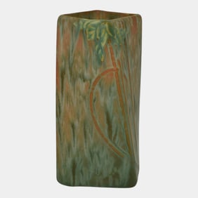 Roseville Futura Green 1928 Vintage Art Deco Pottery Ceramic Twist Vase 398-6