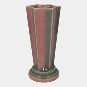Roseville Futura Pink 1928 Vintage Art Deco Pottery Pleated Star Vase 385-8