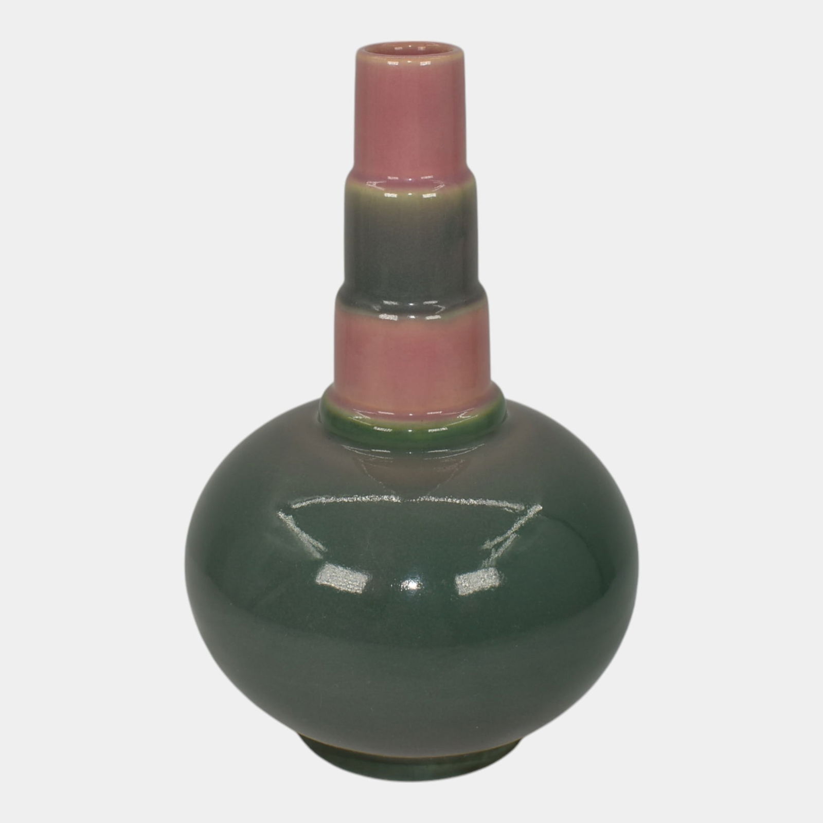 Roseville Futura Pink Green 1929 Vintage Art Deco Pottery Ball Bottle Vase 384-8 (1 of 6)
