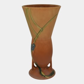 Roseville Futura Tan 1928 Vintage Art Deco Pottery Falling Bullet Vase 431-10