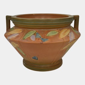 Roseville Futura Tan 1928 Vintage Art Deco Pottery Jardiniere Planter 616-7