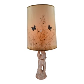 Van Briggle Art Deco Pottery Leaves Dusty Rose Ceramic Lamp Original Shade