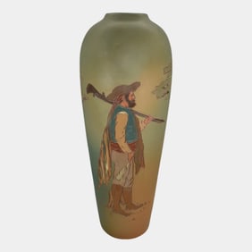 Weller Dickens Ware 1900s Vintage Art Pottery Hunter Matte Ceramic Vase 567