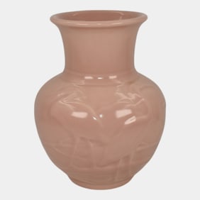 Rookwood 1945 Vintage Art Pottery High Glaze Pink Egret Ceramic Vase 6516