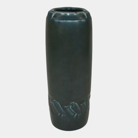 Rookwood Pottery 1921 Matte Blue Buttressed Rooks Vase 1815