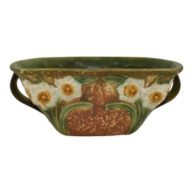 Roseville Jonquil 1931 Vintage Arts And Crafts Pottery Brown Ceramic Bowl 219-8