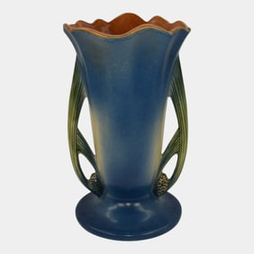 Roseville Pine Cone Brown 1953 Mid Century Modern Pottery Ceramic Vase 491-10