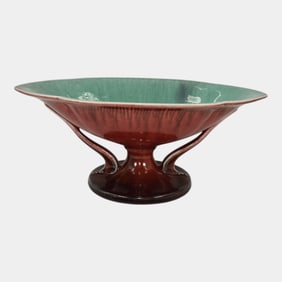 Roseville Pottery Orian Art Deco Red Compote Bowl 272-10