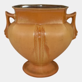 Roseville Russco Orange Gold 1934 Vintage Art Deco Pottery Ceramic Vase 108-6