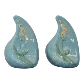 Roseville Wincraft Blue 1948 Mid Century Modern Pottery Ceramic Bookends 259