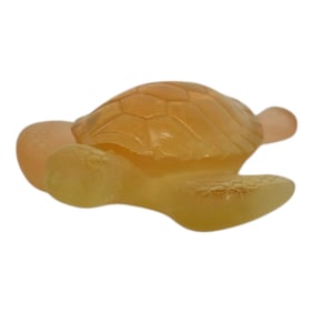 Daum Nancy France Pate De Verre Art Glass Yellow Sea Turtle Figurine