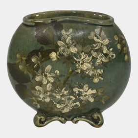 Chelsea Keramic Vintage Art Pottery Green Flower Ceramic Pillow Vase
