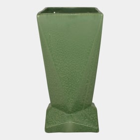 Haeger 1920s Art Pottery Matte Green Tall Futura Style Vase