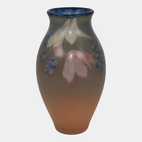 Rookwood 1930 Vintage Art Pottery Blue Brown Glaze Ceramic Vase 356F Rothenbusch
