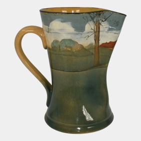 Royal Doulton Vintage Art Pottery Green Tan Scenic Ceramic Mug D3040