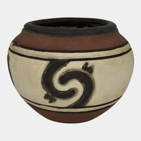 Weller Souevo 1910s Vintage Art Pottery Hand Carved Native American Design Vase