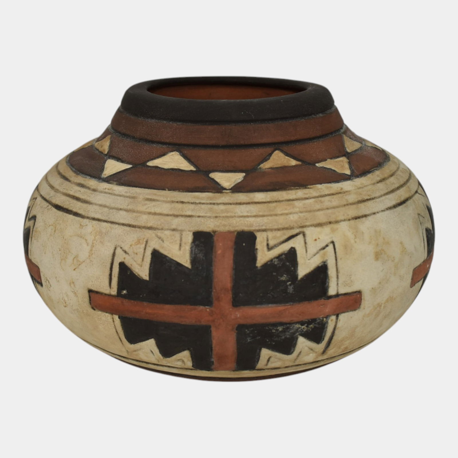 Weller Souevo 1910s Vintage Art Pottery Hand Carved Native American Design Vase (1 of 6)