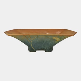 Roseville Futura 1928 Vintage Art Deco Pottery Sailboat Flower Frog Bowl 196-12