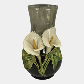 T. J. Wheatley Cincinnati Faience Pottery Calla Lily Large Ceramic Vase
