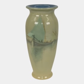Rookwood 1924 Pottery Venice Harbor Boat Scenic Vase 2721 Carl Schmidt