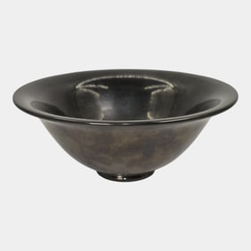 Paul Revere Vintage Art Deco Pottery Gun Metal Black Ceramic Bowl