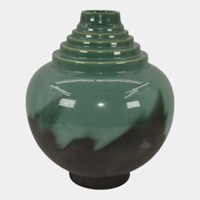 Roseville Futura Green 1928 Vintage Art Deco Pottery Flame Ceramic Vase 391-10