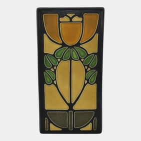 Motawi Tileworks Art Pottery Bell Flower Yellow Black Ceramic Tile