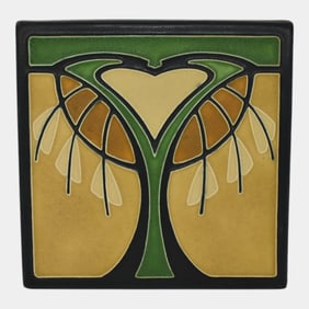 Motawi Tileworks Art Pottery Bleeding Heart Yellow Green Ceramic Tile
