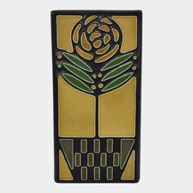 Motawi Tileworks Art Pottery Checkerpot Rose Yellow Ceramic Tile
