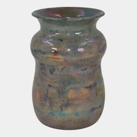 Paul Katrich Studio Art Pottery Blue Colorful Luster Hand Made Vase 583
