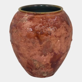 Paul Katrich Studio Pottery Pink Teal Luster Hand Made Volcanic Glaze Vase