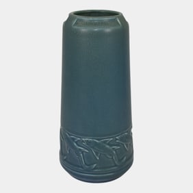 Rookwood 1919 Vintage Arts And Crafts Pottery Blue Ceramic Fish Vase 2323