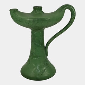 Roseville Egypto Matte Green 1905 Arts and Crafts Pottery Oil Lamp E37-10
