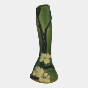 Roseville Dogwood Green Smooth 1920 Vintage Art Pottery Ceramic Bud Vase
