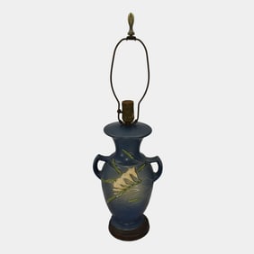 Roseville Freesia Blue 1945 Mid Century Modern Art Pottery Factory Lamp 127-12